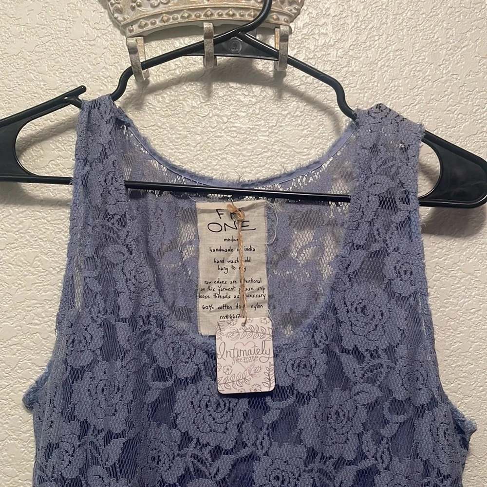 NWT Free People light blue lace slip dress - Picture 2 of 4